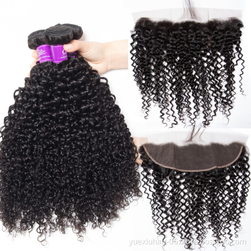 CELIE Jerry Curly Ear to Ear Lace Frontal with Bundles Best Quality Human Virgin Hair Frontal with Baby Hair